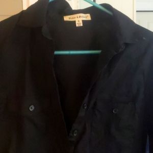 Black fitted button down shirt